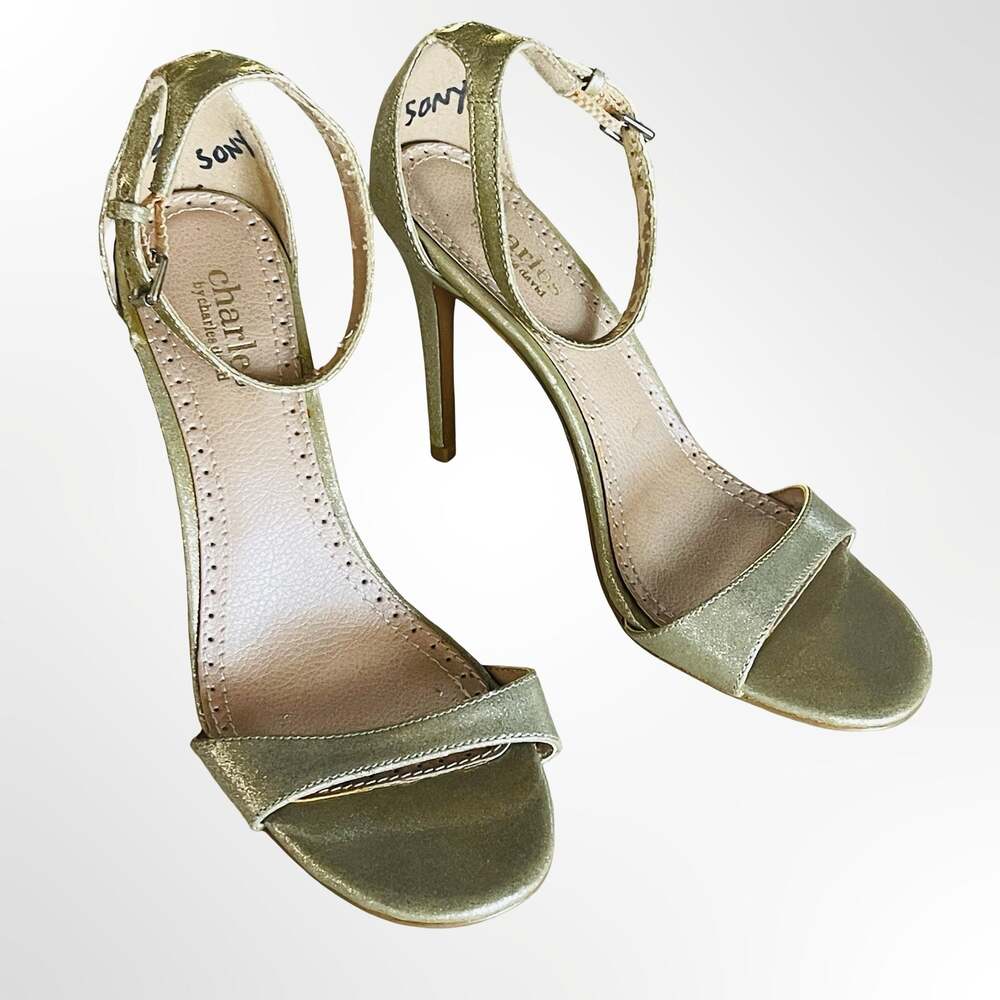 Charles by Charles David Gold Glitter Ankle Strap Stiletto Sandals - Picture 1 of 8